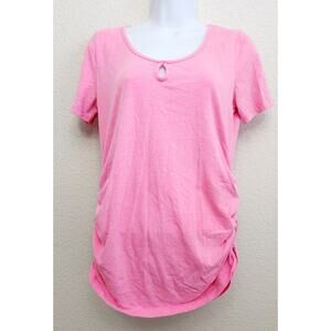 Ambiance Maternity Pink Heathered Ruched Sides Top Large Lightweight Stretch